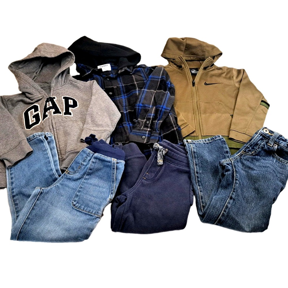Nike GAP Old Navy Clothing Lot Boys 4-5 6 Multicolor Good Hoodies Jeans Flannel